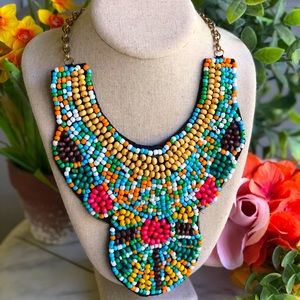 ✨EUC✨ Seed Bead Statement Collar Multicolor Bohemian Necklace